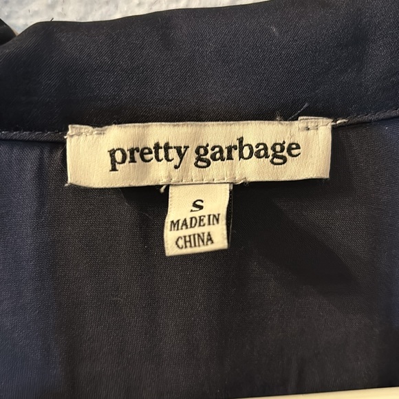 Pretty Garbage silky button down crop top size small - Picture 2 of 5